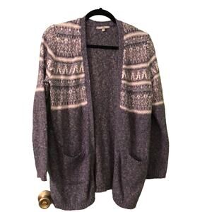Heart N Crush Blue Marled Knit Cardigan Sweater Size Large